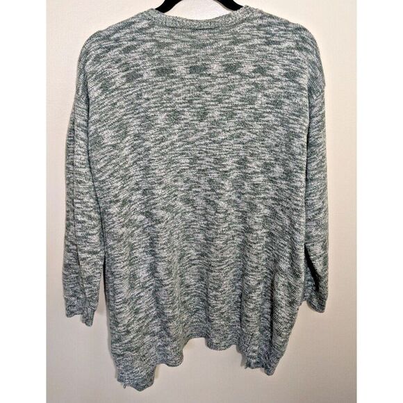ModCloth Cardigan Sweater Open Front Green White Marled Knit Size Large - Picture 2 of 8